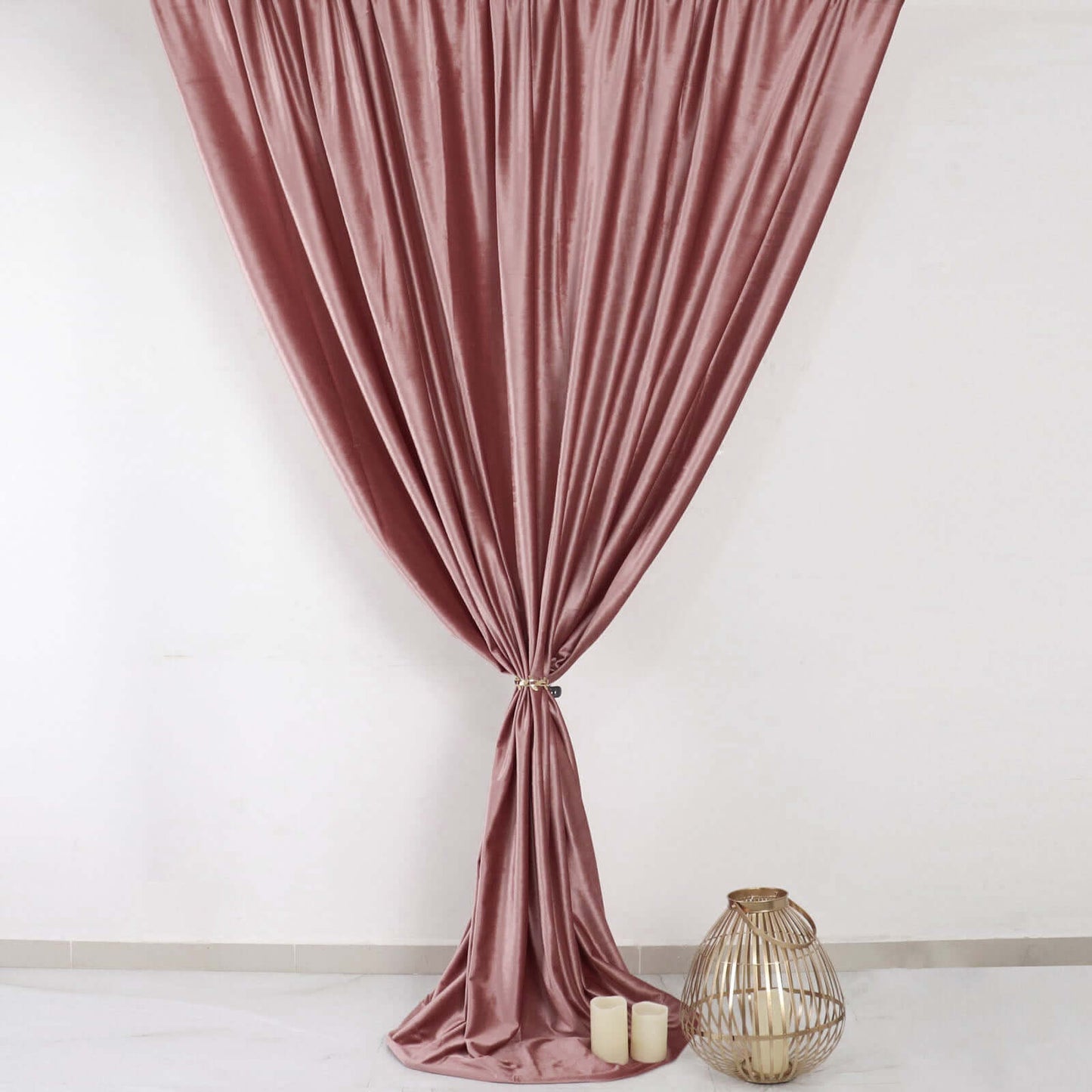 Dusty Rose Crushed Velvet Backdrop Curtain â€“ 8ft x 8ft Event Drape with Rod Pocket, Privacy Panel for Photo Booths & Events