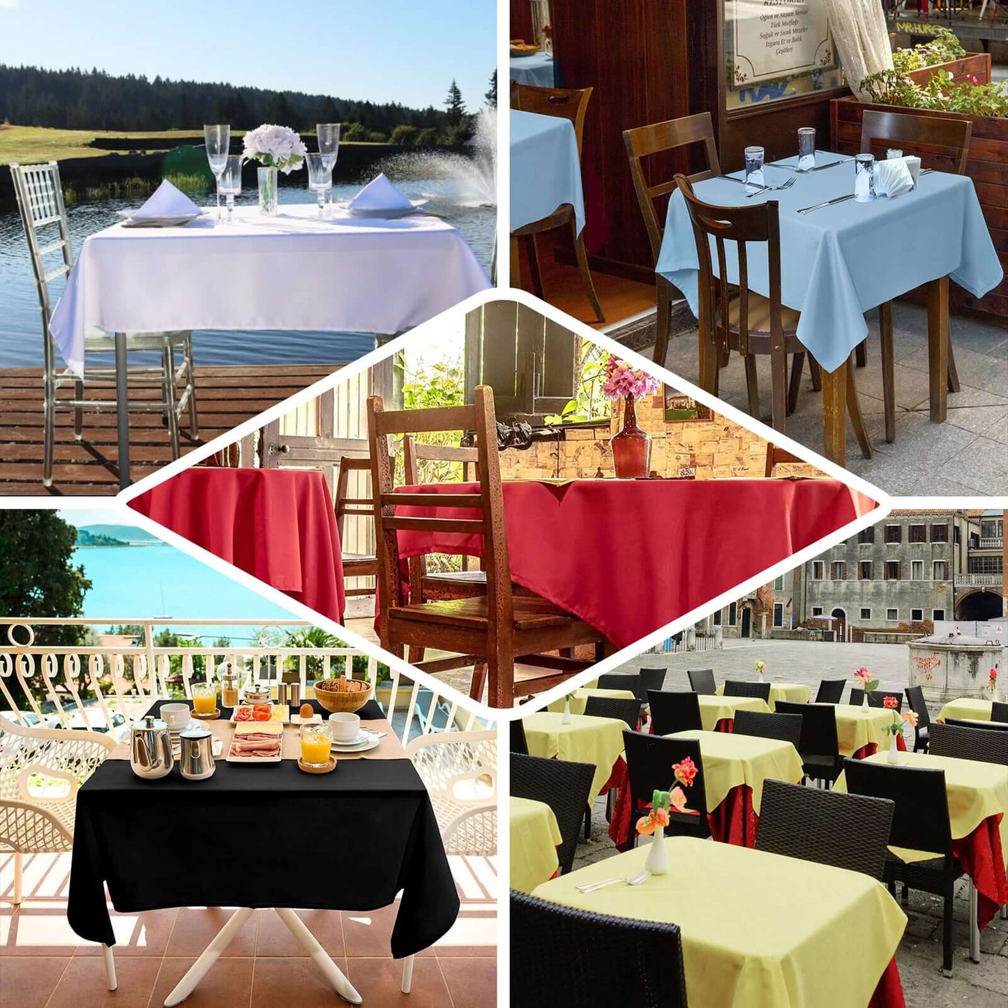 Polyester 54"x54" Table Overlay Square Tablecloth Red - Wrinkle-Resistant & Durable Table Cover