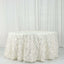 Taffeta 132" Round Tablecloth Ivory | 3D Leaf Petal Design Seamless Table Cover