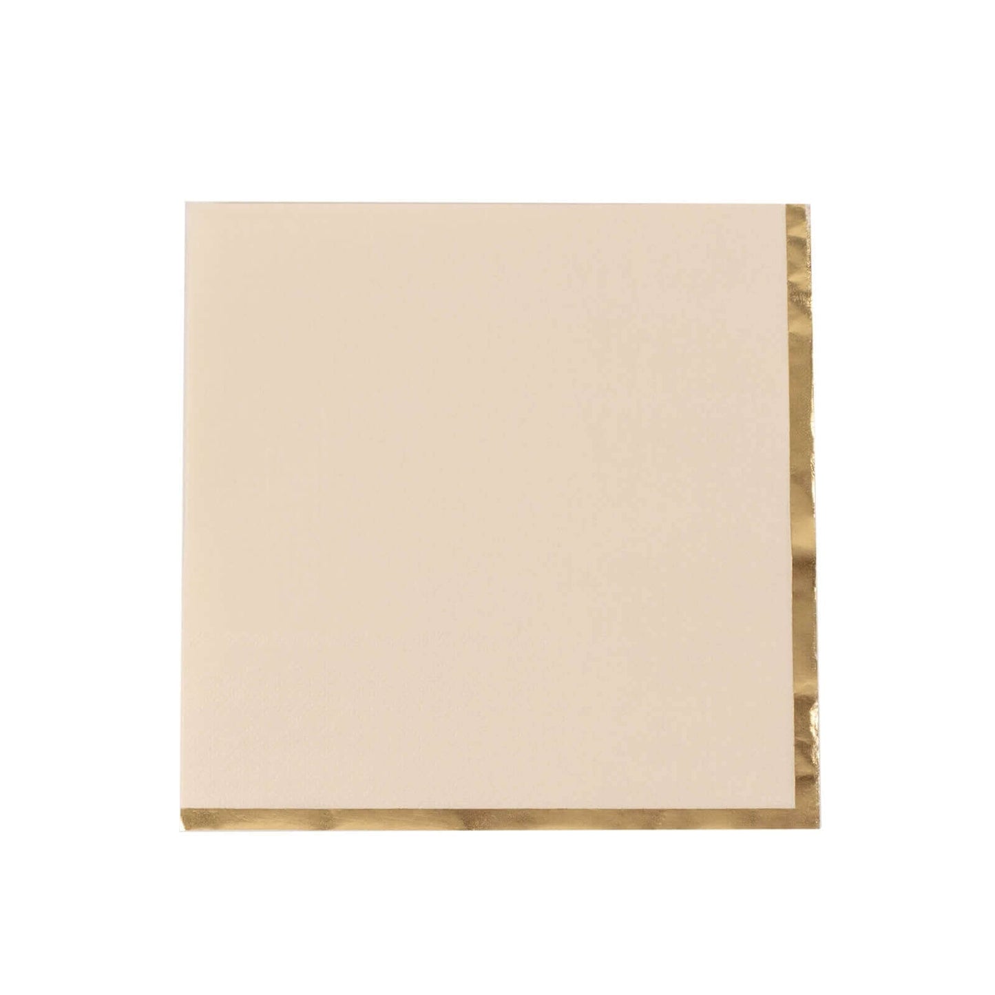 50-Pack Paper Beverage Napkins with Gold Foil Edge Ivory - Disposable 2 Ply Cocktail Napkins for Events 6.5"x6.5"