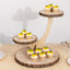 3-Tier Wooden Cupcake Stand Rustic Natural Wood Slice with Tree Branch Style - Farmhouse Dessert Display Cake Holder 17"