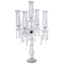 5 Arm Crystal Glass Taper Candle Holder Candelabra, Stylish Table Centerpiece With Chandelier Chains 32"