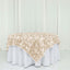 Satin 72"x72" Table Overlay Square Tablecloth Beige - 3D Rosette Table Cover