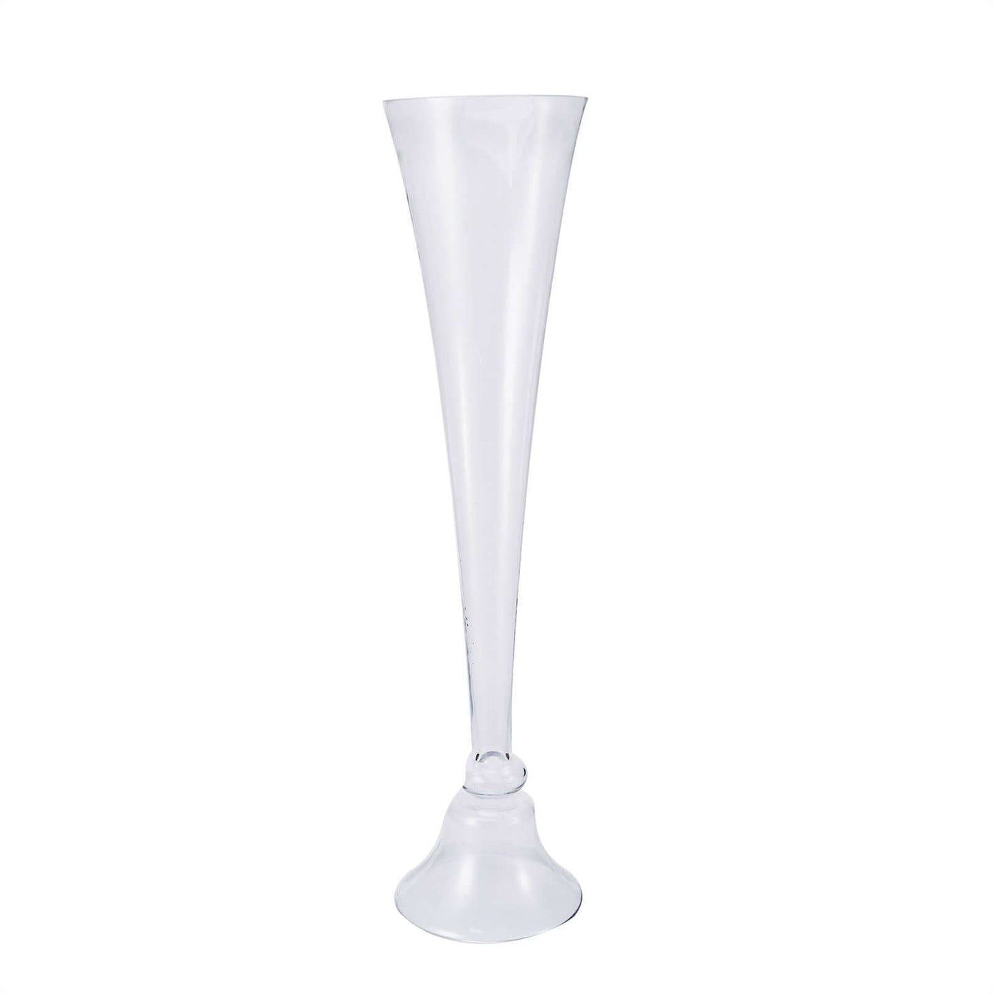Glass Trumpet Floor Vase Reversible Clarinet Style Clear - Decorative Flower Centerpiece for Events 40"