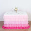 Chiffon 14ft Table Skirt Gradient Pink - Stylish 5-Tier Ombre Ruffled Tutu Table Cover with Satin Backing for Weddings & Celebrations