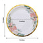 25-Pack Paper 7" Round Dessert Plates in White with Peony Floral Design & Gold Rim - Disposable Floral Salad Appetizer Plates for Brunches & Afternoon Teas
