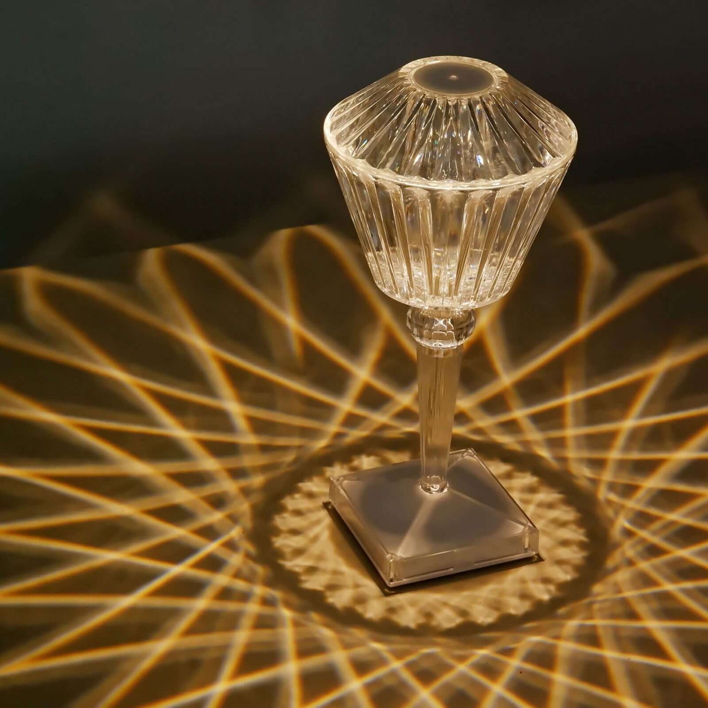 LED Acrylic Table Lamp Prism Design Color Changing - Rechargeable Cordless Touch Control Accent Light 10"