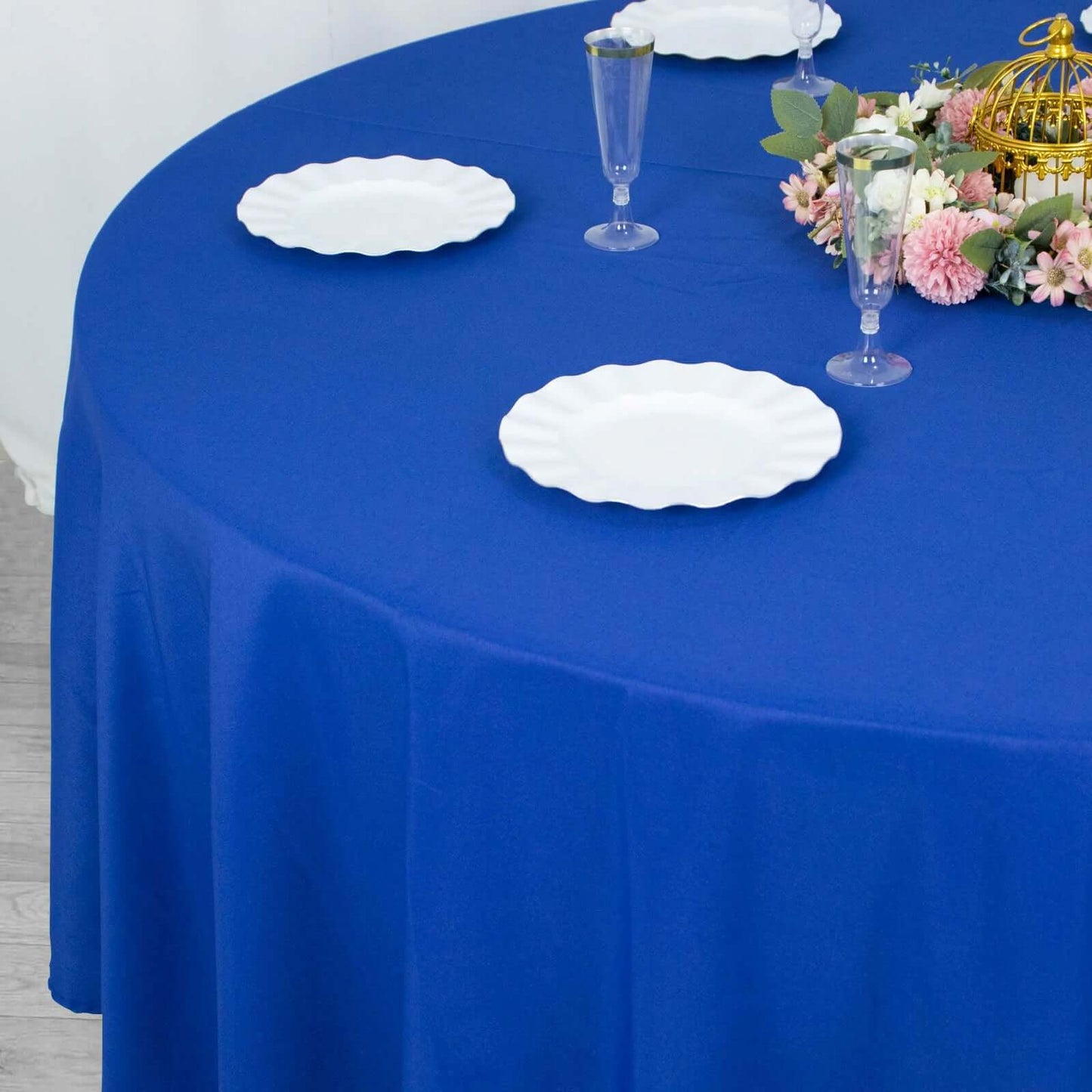 Premium Polyester 108" Round Tablecloth Royal Blue - Wrinkle-Resistant 220GSM Table Cover