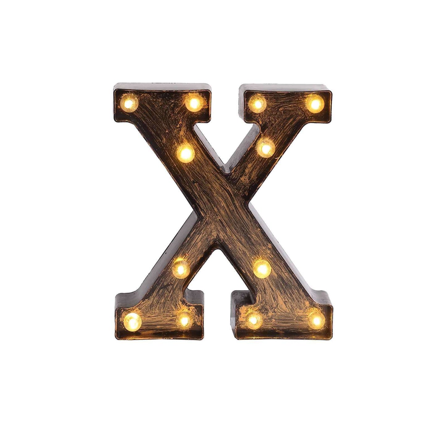 LED Marquee Letter "X" Industrial Style Antique Black - Light-Up Alphabet Sign for Weddings & Displays 9"
