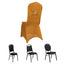 Spandex Chair Cover with Silver Rhinestone Buckled Sash Band Gold - Stylish Stretch Fitted Slipcover for Banquets & Events