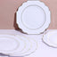 10-Pack Plastic Dinner Plates in White Baroque Design with Scalloped Gold Rim - Heavy Duty Disposable Party Plates for Events & Banquets 11"