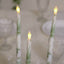 6-Pack 11" Flameless LED Taper Candles, Flickering Battery Operated â€“ White & Sage Green French Toile Pattern
