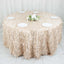 Taffeta 132" Round Tablecloth Beige | 3D Leaf Petal Design Seamless Table Cover
