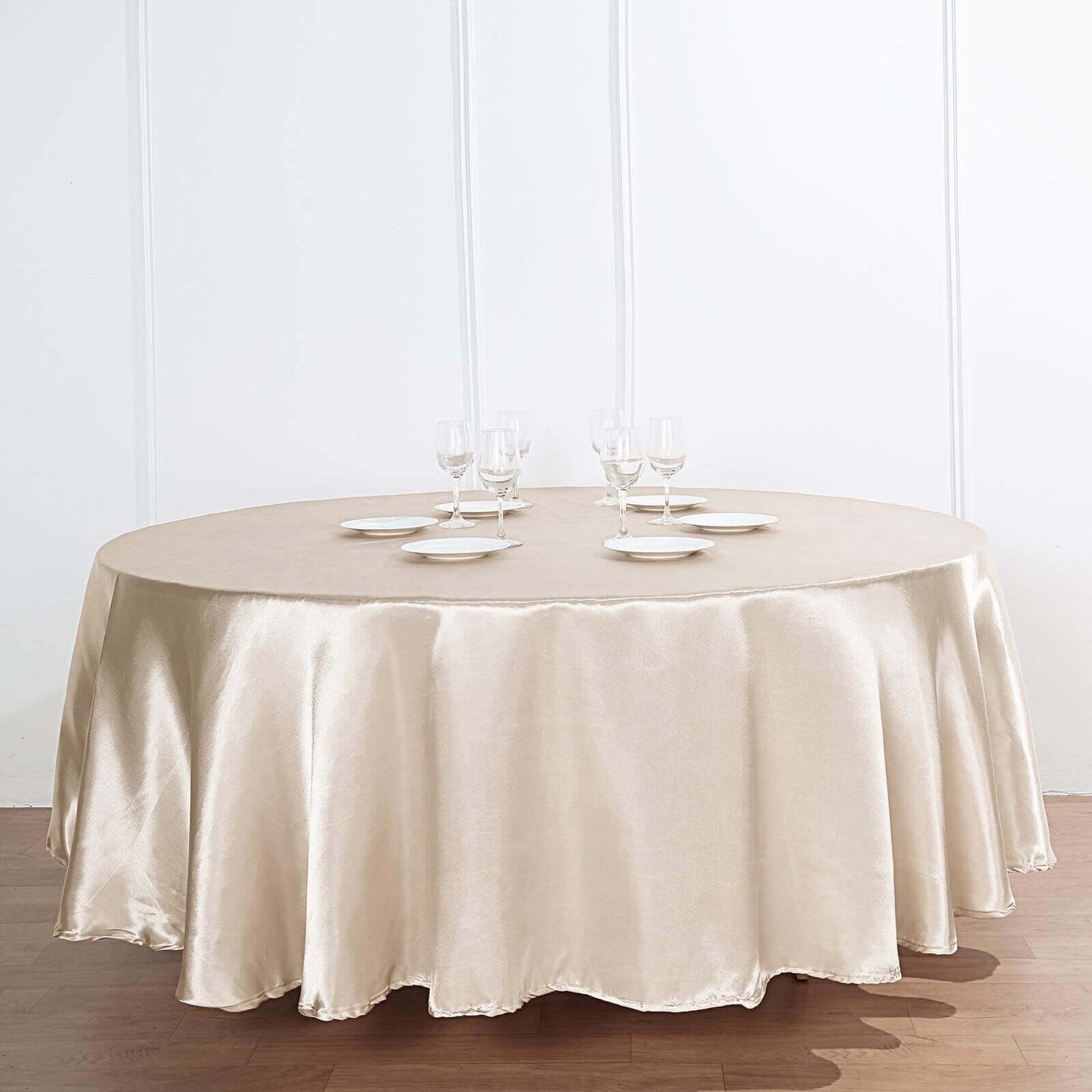Satin 108" Round Tablecloth Beige - Smooth and Lustrous Table Cover