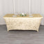 Crushed Velvet Fitted Rectangular 6ft Table Cover Beige - Wrinkle-Free Stretchy Tablecloth