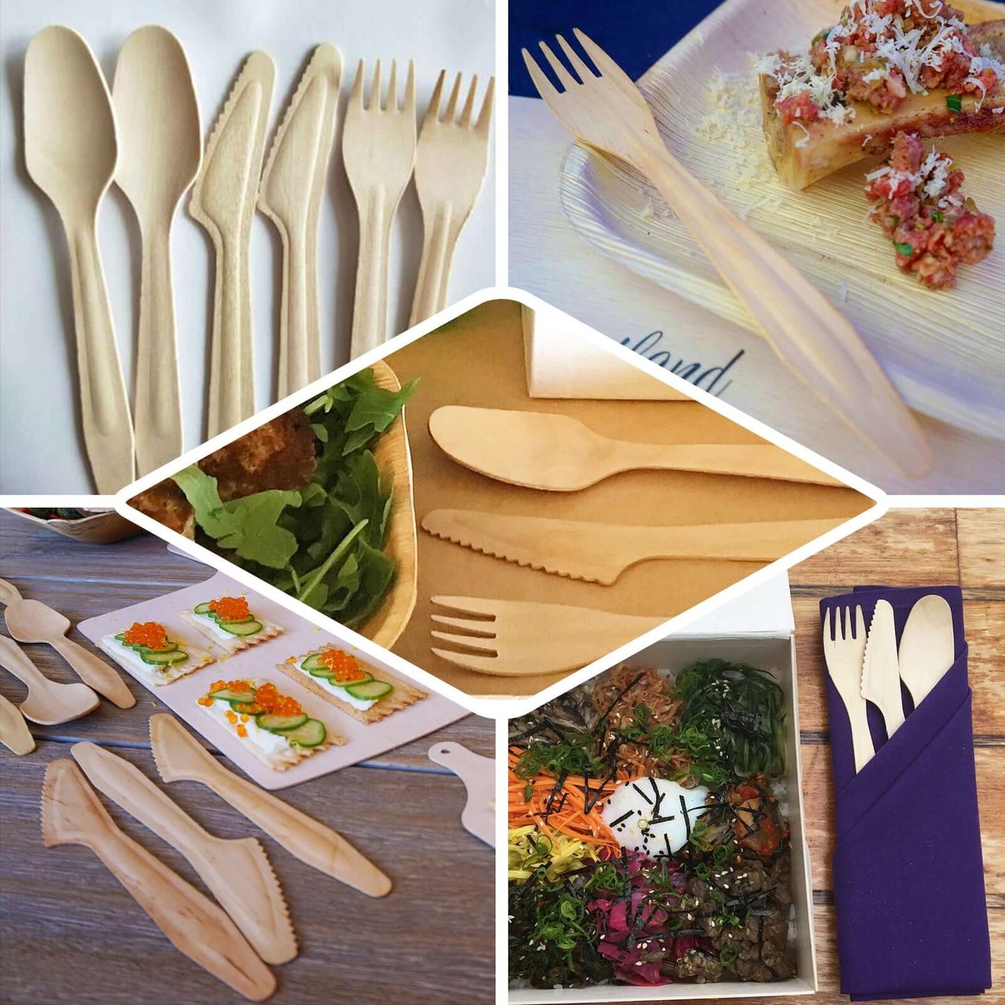 100-Pack Birchwood Forks Natural - Eco Friendly Biodegradable Wooden Utensils for Rustic Themes & Outdoor Parties 6"