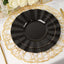 10-Pack Plastic 11" Round Dinner Plates in Black Ruffled Rim with Gold Edging - Sturdy Disposable Dinnerware