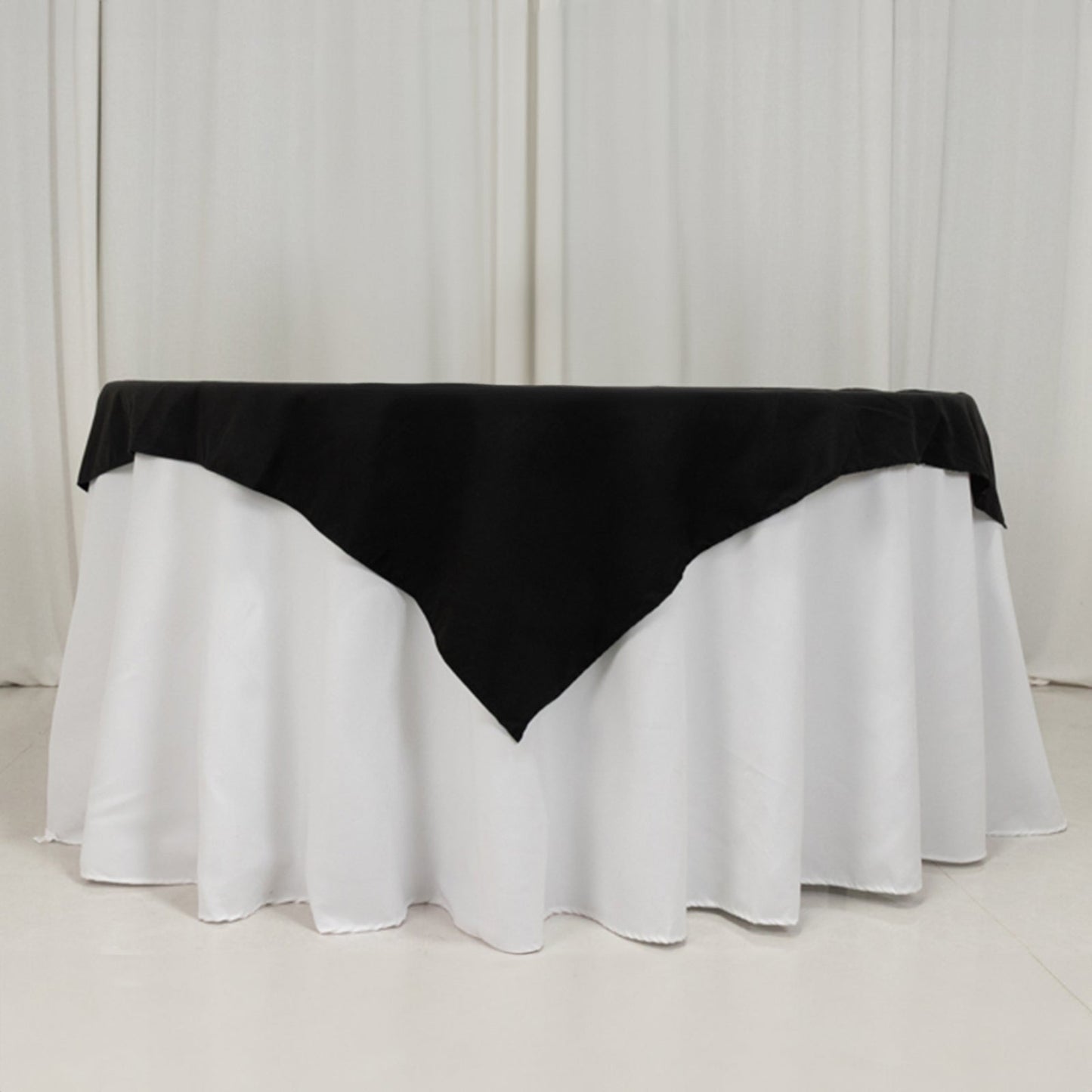 Cotton Blend 54"x54" Table Overlay Square Tablecloth Black - Wrinkle-Resistant Finish for Modern Table Settings