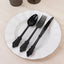72 Pcs Plastic Silverware Set in Baroque Style Black - Heavy Duty Disposable Knife, Fork, and Spoon Set