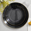10-Pack Plastic 8" Round Dessert Plates in Black with Gold Rim - Glossy Disposable Appetizer Salad Plates