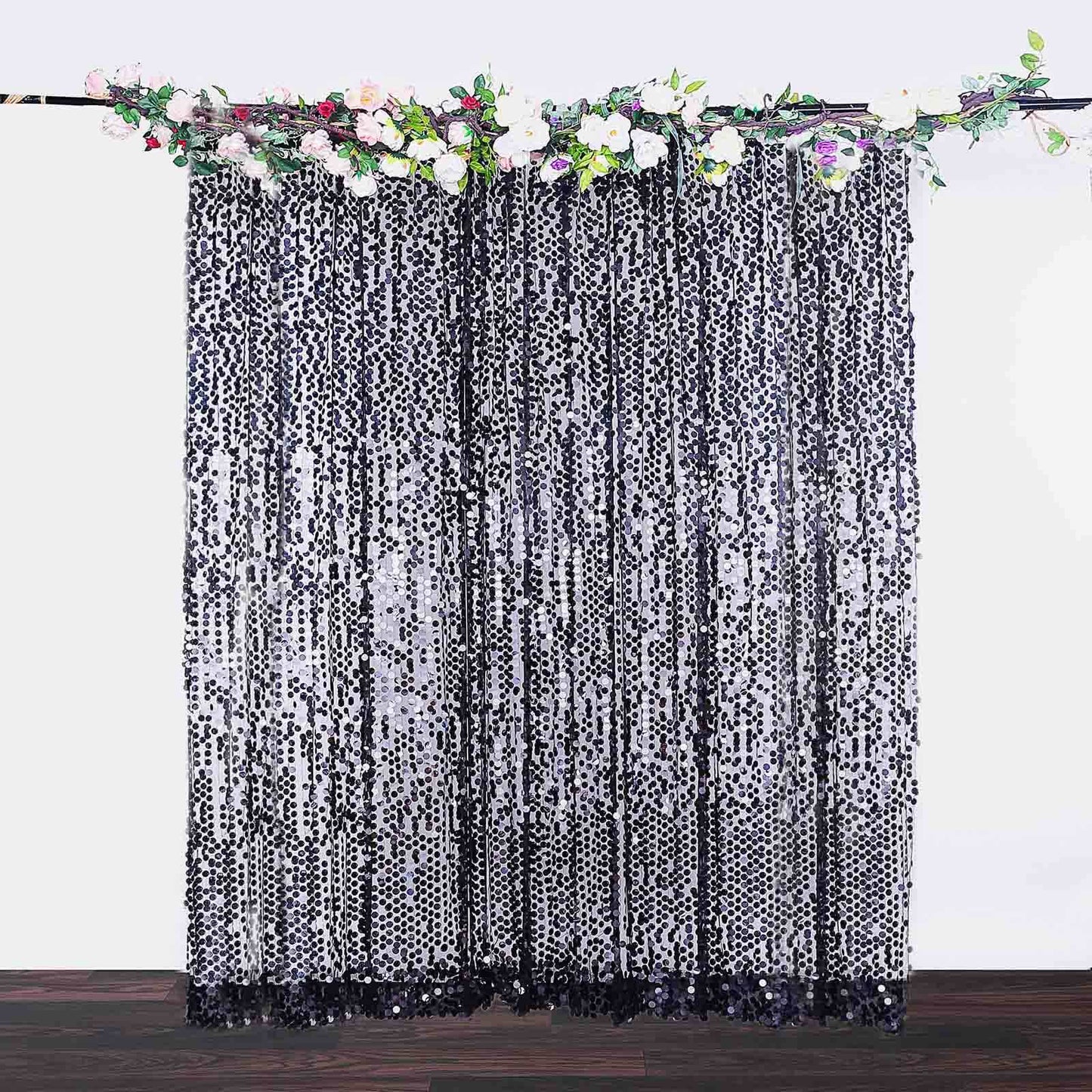 8ftx8ft Black Big Payette Sequin Event Curtain Drapes, Backdrop Event Panel