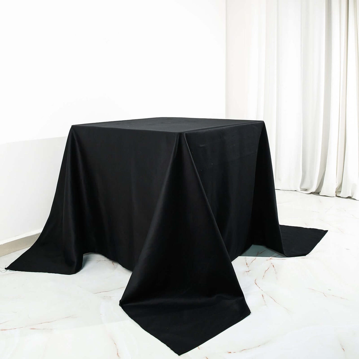 100% Cotton 90"x90" Square Tablecloth Black Linen - Soft & Breathable Fabric Table Cover