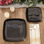 10-Pack Plastic 10" Square Dinner Plates in Black with Gold Rim - Classy Disposable Lunch Party Plates