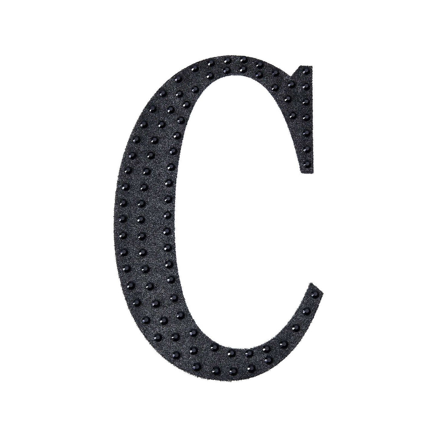 Decorative Rhinestone Alphabet "C" Letter Stickers, Glitter Adhesive Craft Letters Black DIY Sparkle Embellishments 8"