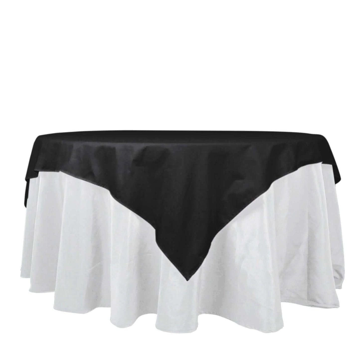 100% Cotton 70"x70" Table Overlay Square Tablecloth Black Linen - Soft & Breathable Fabric Table Topper