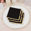 50-Pack Paper Beverage Napkins Black with Gold Foil Edge - 2 Ply Disposable Soft 18GSM Cocktail Napkins for Events 5"x5"