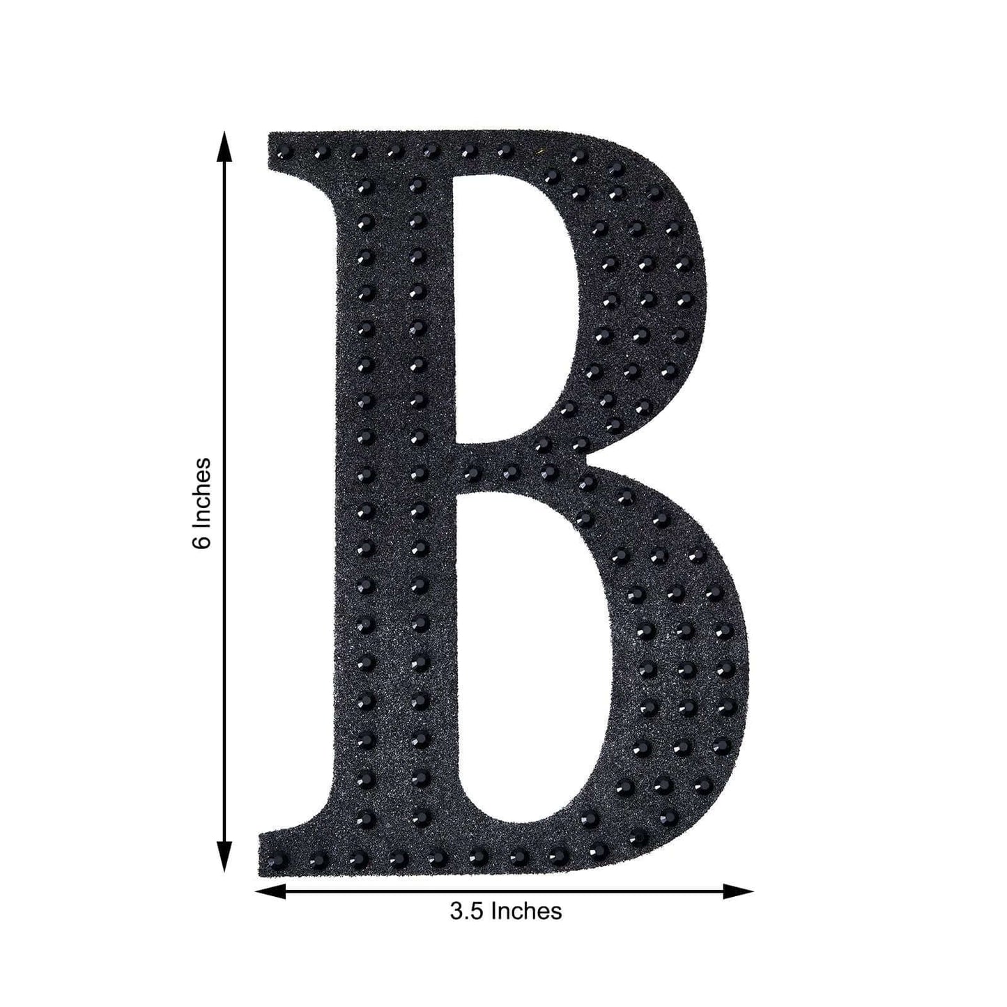 Decorative Rhinestone Alphabet "B" Letter Stickers, Glitter Adhesive Craft Letters Black DIY Sparkle Embellishments 6"