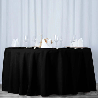 Premium Polyester 108" Round Tablecloth Black - Wrinkle-Resistant 220GSM Table Cover for Weddings & Events