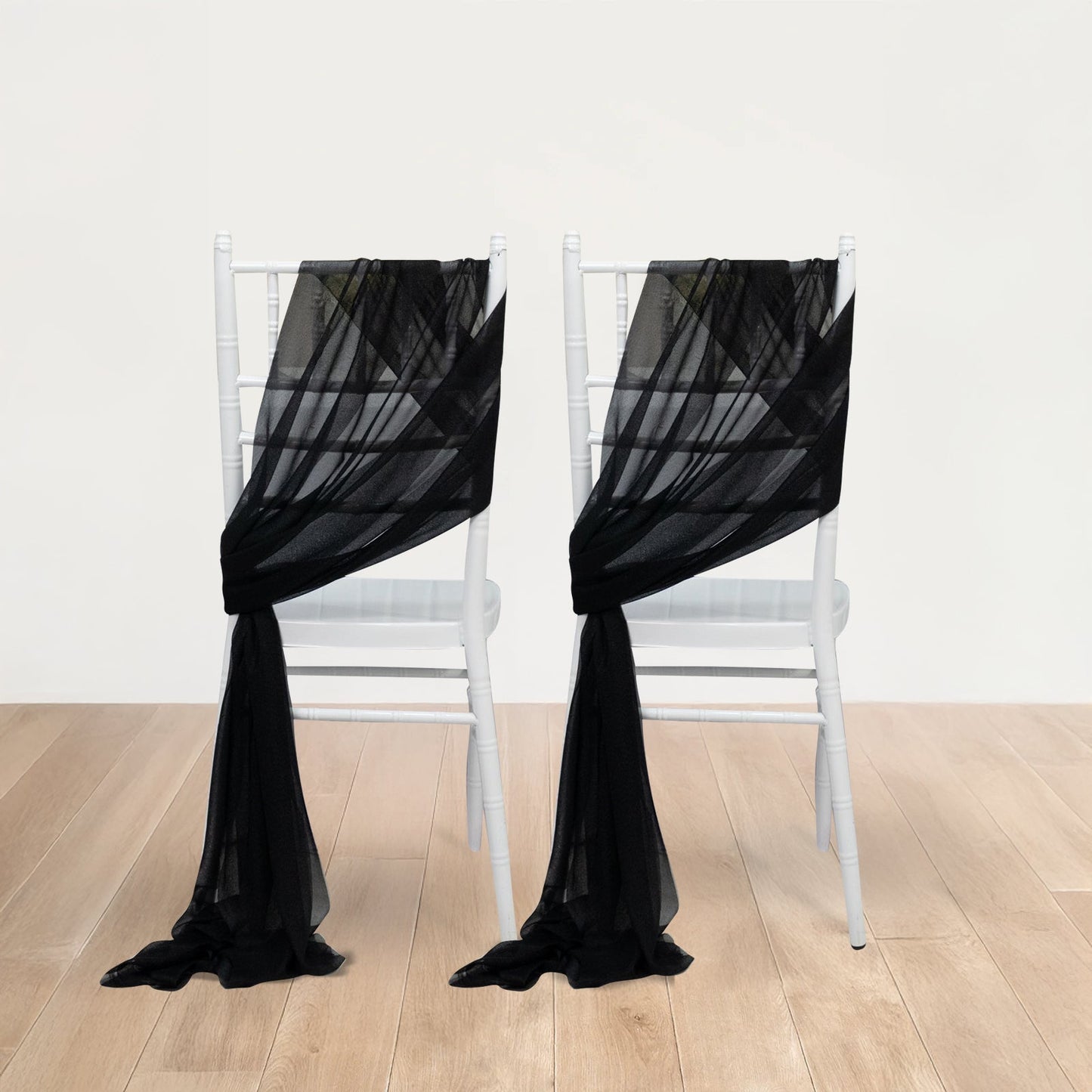20-Pack Sheer Chair Drape Decor in Black â€“ 9ft Shimmer Sash, Wrinkle-Free