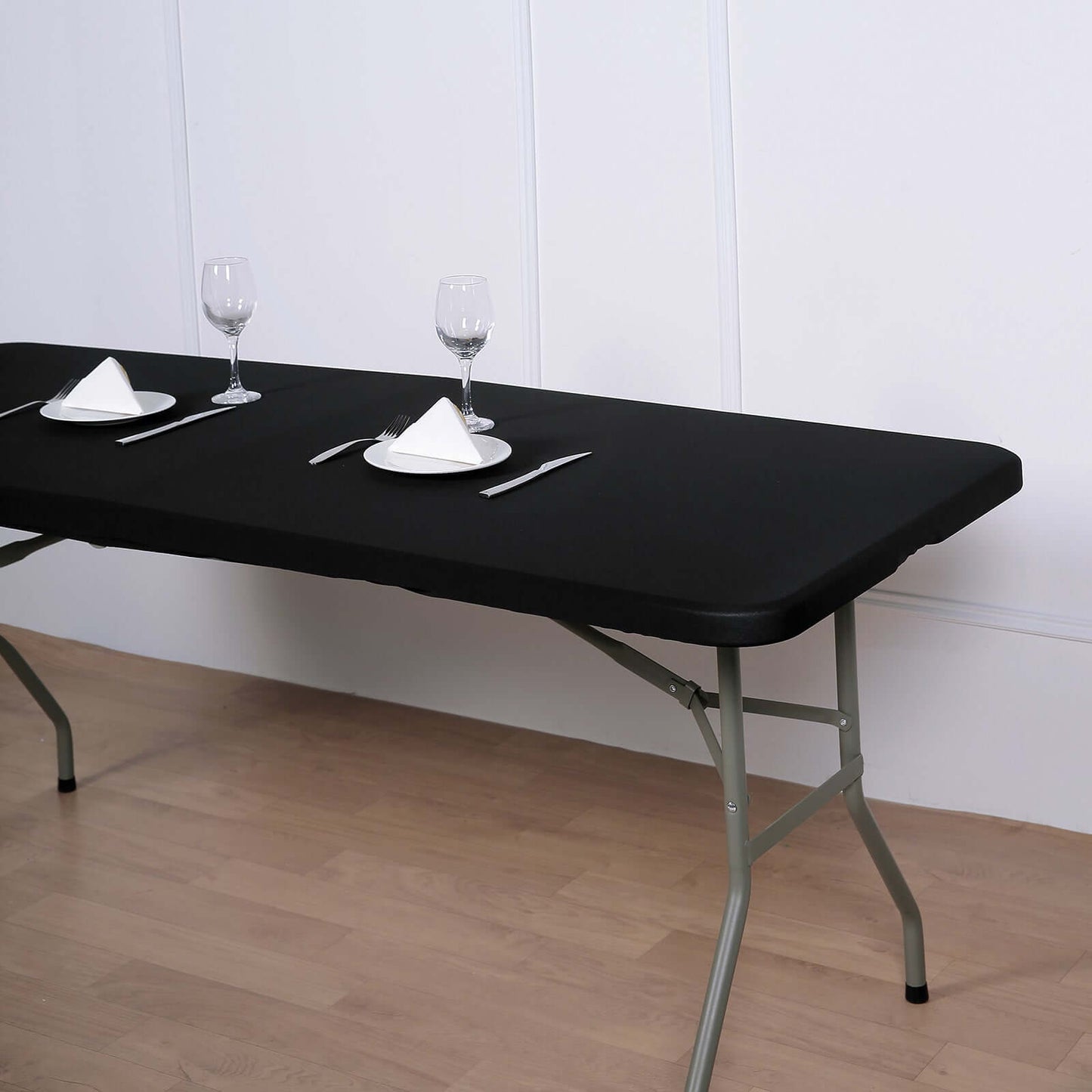 Stretch Spandex 72"x30" Rectangle Tablecloth Top Cover Black - Durable Fitted Table Topper Cap