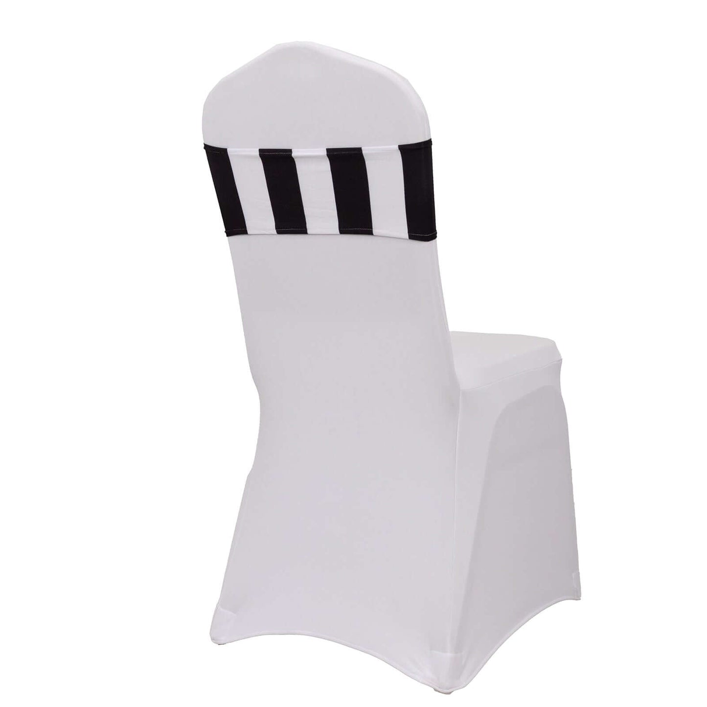 5 Pack Spandex Chair Sashes Black/White Vertical Stripes - Easy to Use & Wrinkle-Free Stretch Chair Bands for Stunning Tablescapes 5"x14"