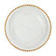 6-Pack Acrylic Round Charger Plates 13" in Clear Gold Glittered with Beaded Rim, Decorative Dinner Party Serving Plates