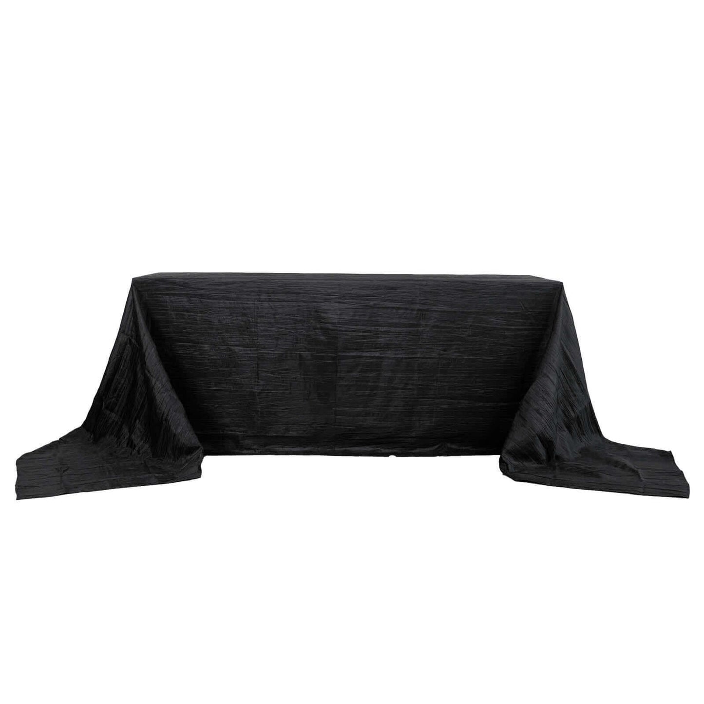 Taffeta 90"x156" Rectangle Tablecloth Black - Accordion Crinkle Seamless Table Cover
