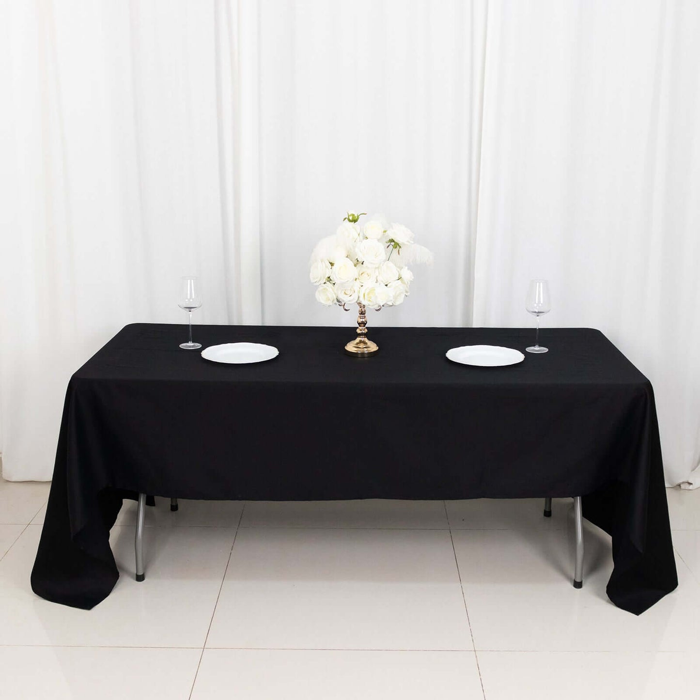 100% Cotton 60"x126" Rectangle Tablecloth Black Linen - Sophisticated, Soft & Breathable Table Cover