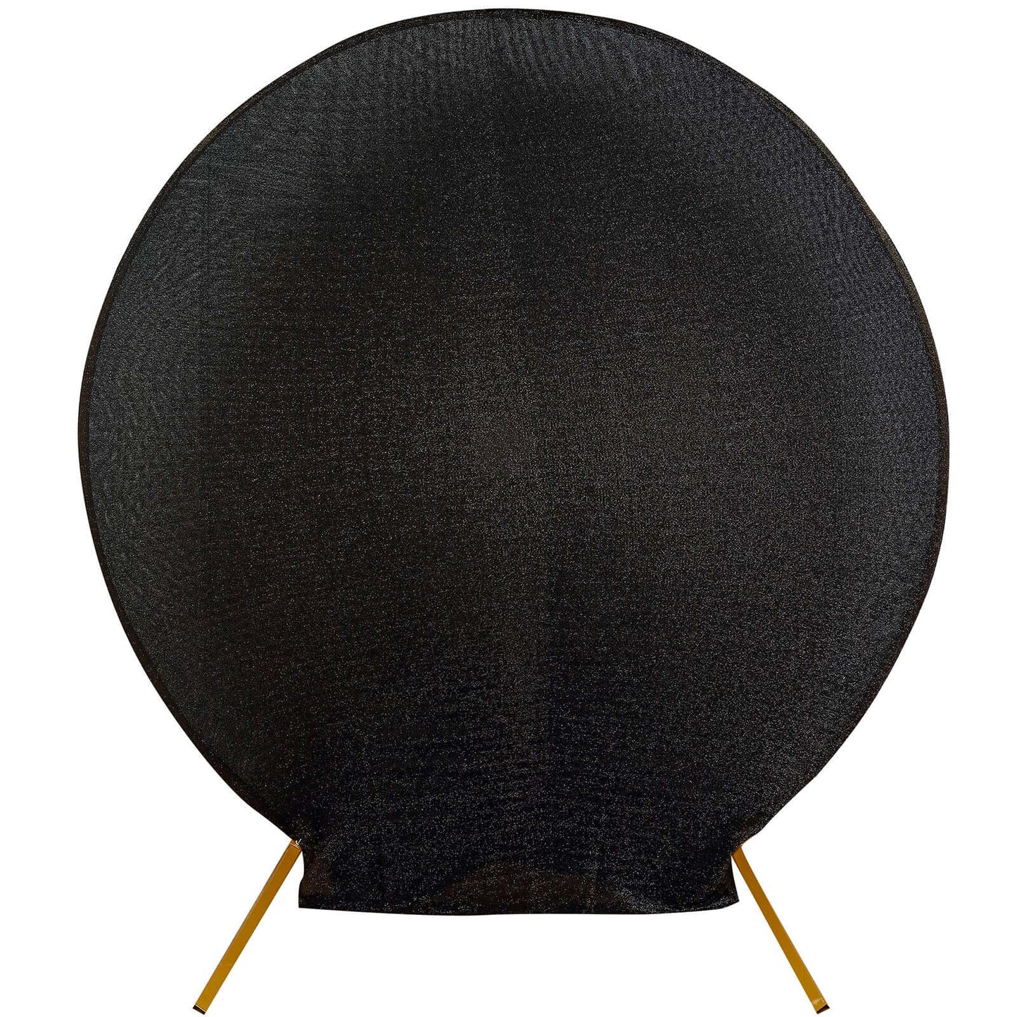7.5ft Black Metallic Shimmer Tinsel Spandex Round Wedding Arch Cover, 2-Sided Photo Backdrop