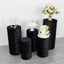 Set of 5 Black Crushed Velvet Cylinder Pedestal Stand Covers, Premium Pillar Prop Covers