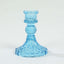 6-Pack Glass Taper Candlestick Holders Diamond Pattern Design Assorted Blue - Reversible Crystal Pillar Votive Stands 4"
