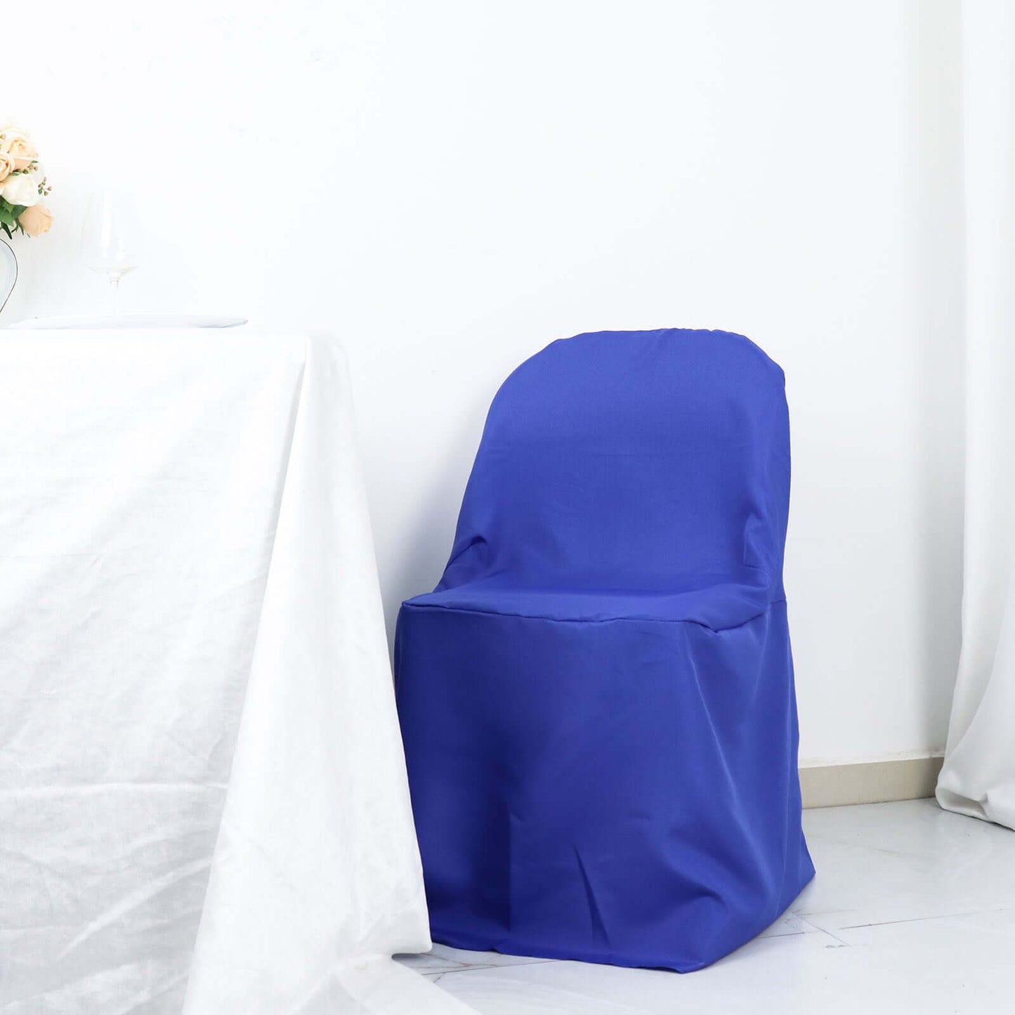 Polyester Slip On Folding Chair Covers Royal Blue - Stain-Resistant Reusable Durable Fabric