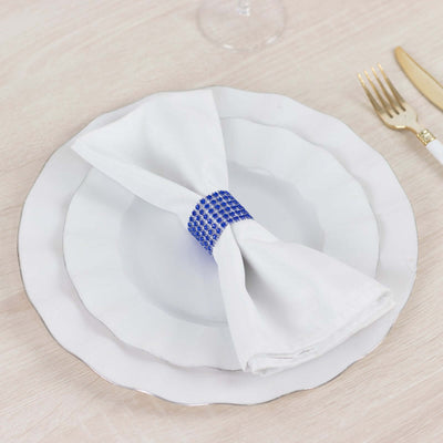 10 Pack Rhinestone Napkin Rings with Velcro Brooch Buckle Royal Blue - Stylish Design for Chair Sashes