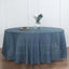 Faux Linen 120" Round Tablecloth Blue - Slubby Texture Wrinkle-Resistant Seamless Table Cover