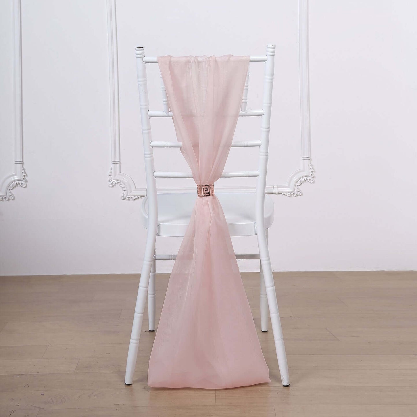 5 Pack Chiffon Chair Sashes Blush - Soft & Lightweight Designer Chair Bows 22"x78"
