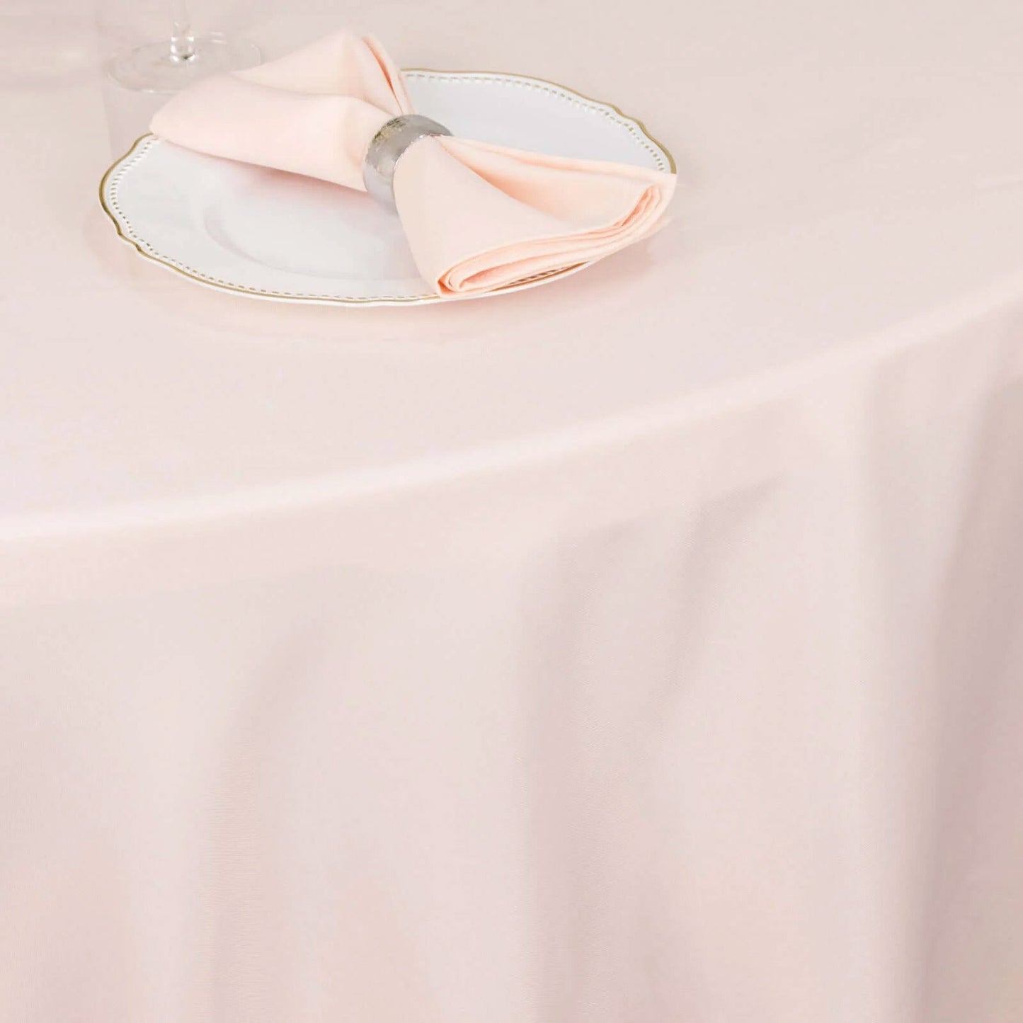 Premium Polyester 120" Round Tablecloth Blush - Seamless 220GSM Wrinkle-Resistant Table Cover