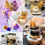 25-Pack Cake Toppers Gold Boho Style Palm Leaf and Flower Ball Design - Coffee Ball Cake Decoration Set Assorted