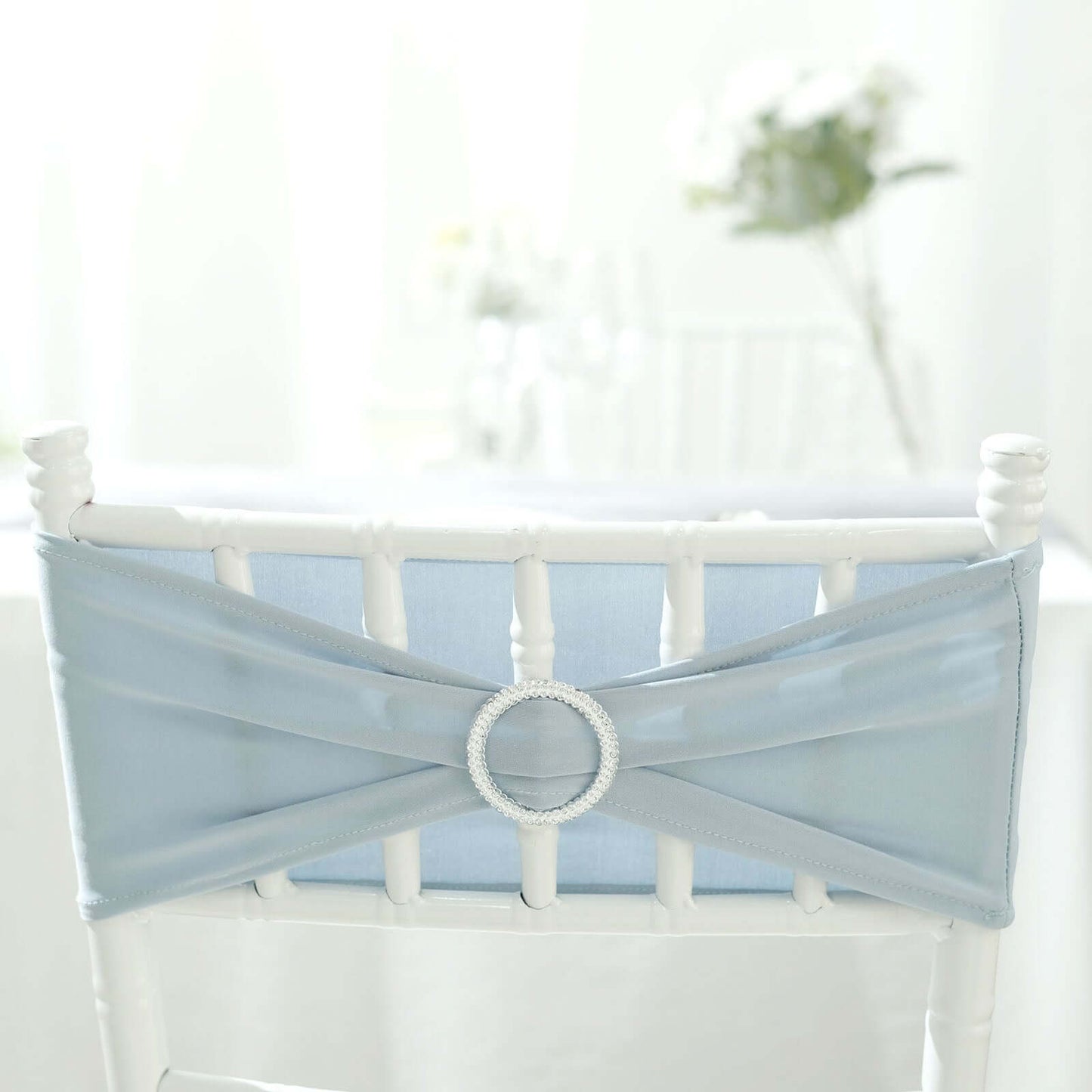 20 Pack Diamond Round Chair Sash Band Buckle Pins Silver - Timeless Rhinestone Napkin Rings 2.5"