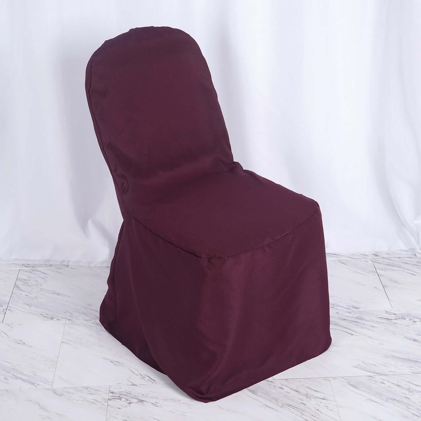 Polyester Slip On Banquet Chair Covers Burgundy - Stain-Resistant Reusable Durable Fabric