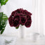 12" Burgundy Artificial Velvet-Like Fabric Rose Flower Bouquet Bush